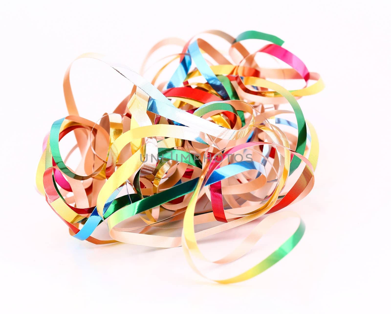 Party streamers isolated on white background