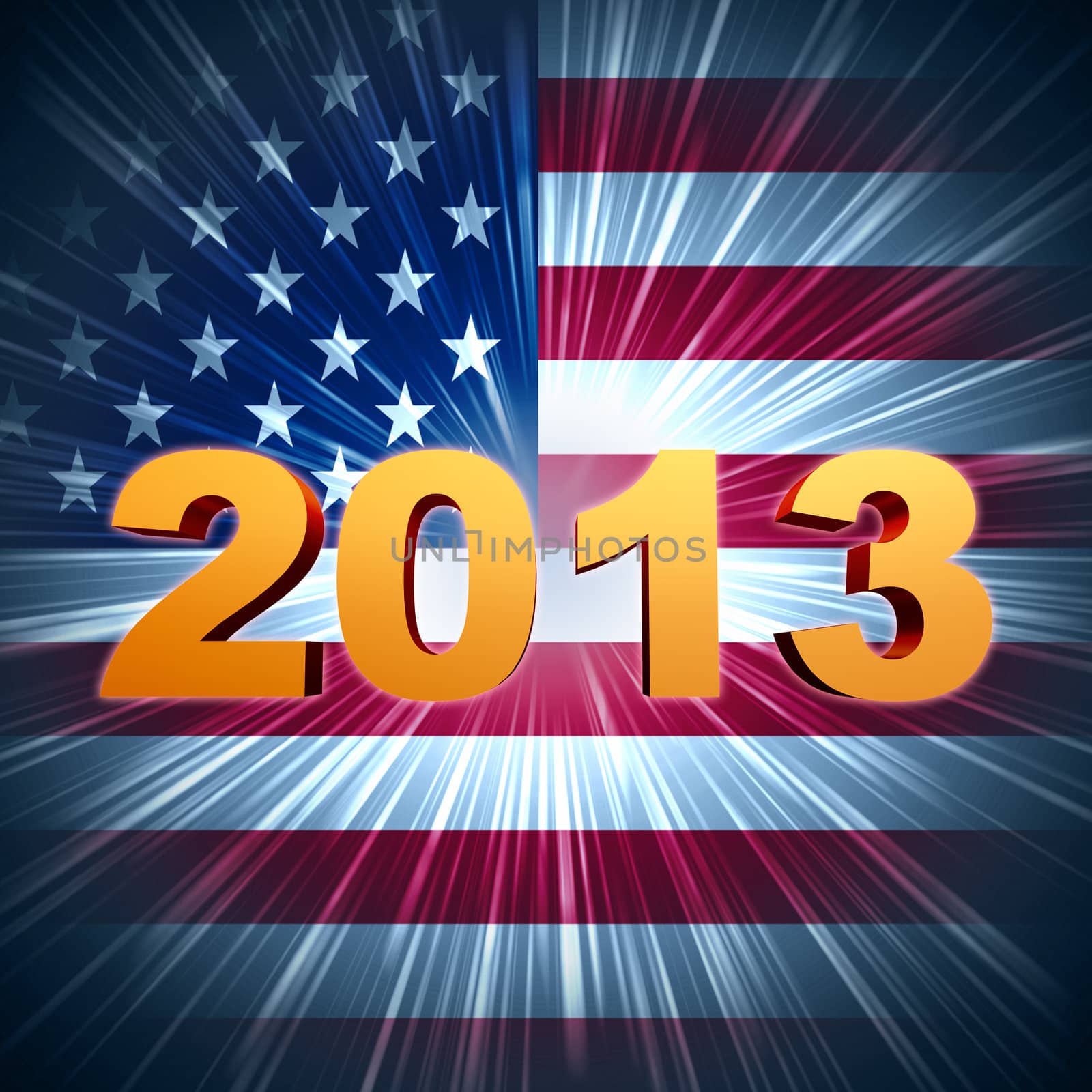 golden year 2013 over shining american flag by marinini