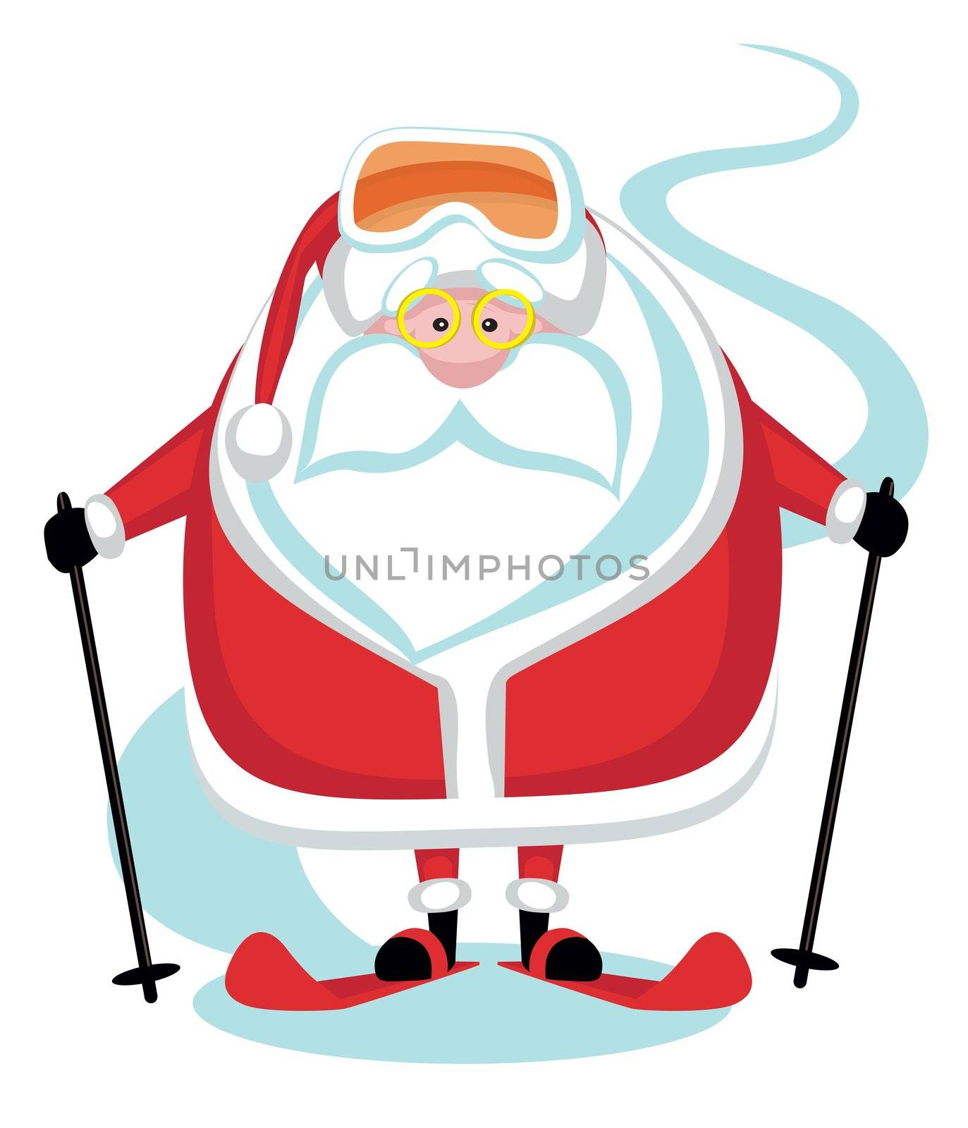 Cartoon Santa Skier