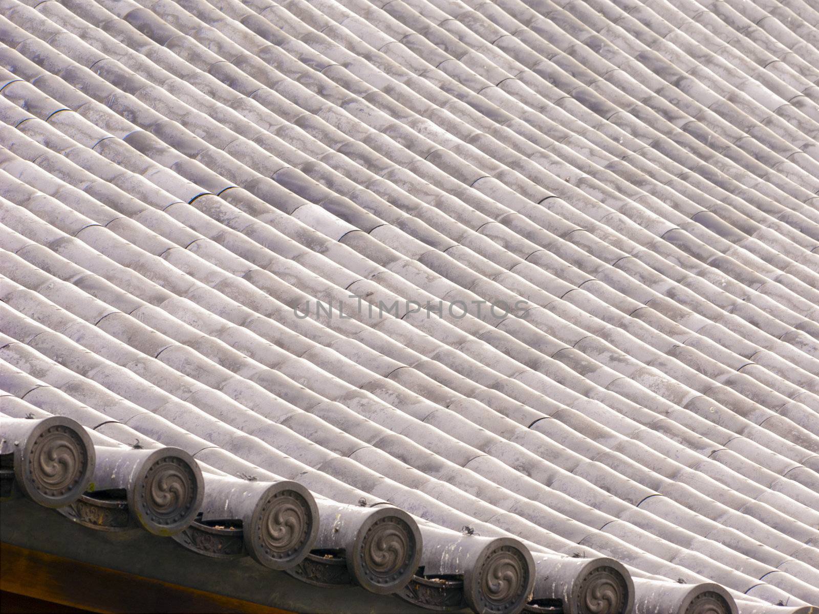 repeatable background pattern of Japanese Temple Roof, Higashi Honganji Temple in Kyoto, Japan