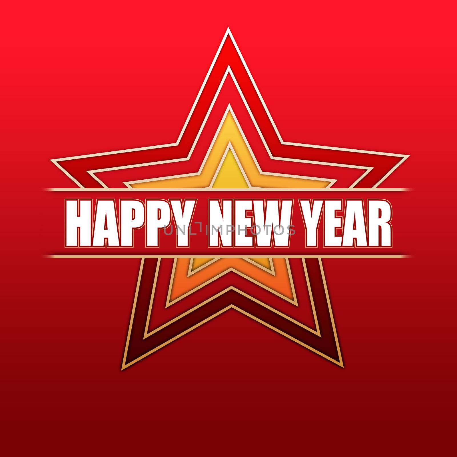 Happy New Year in red stars by marinini