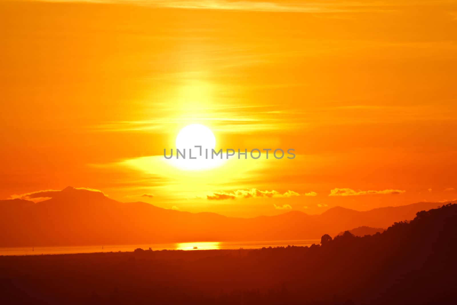 Beautiful sunrise in the sea