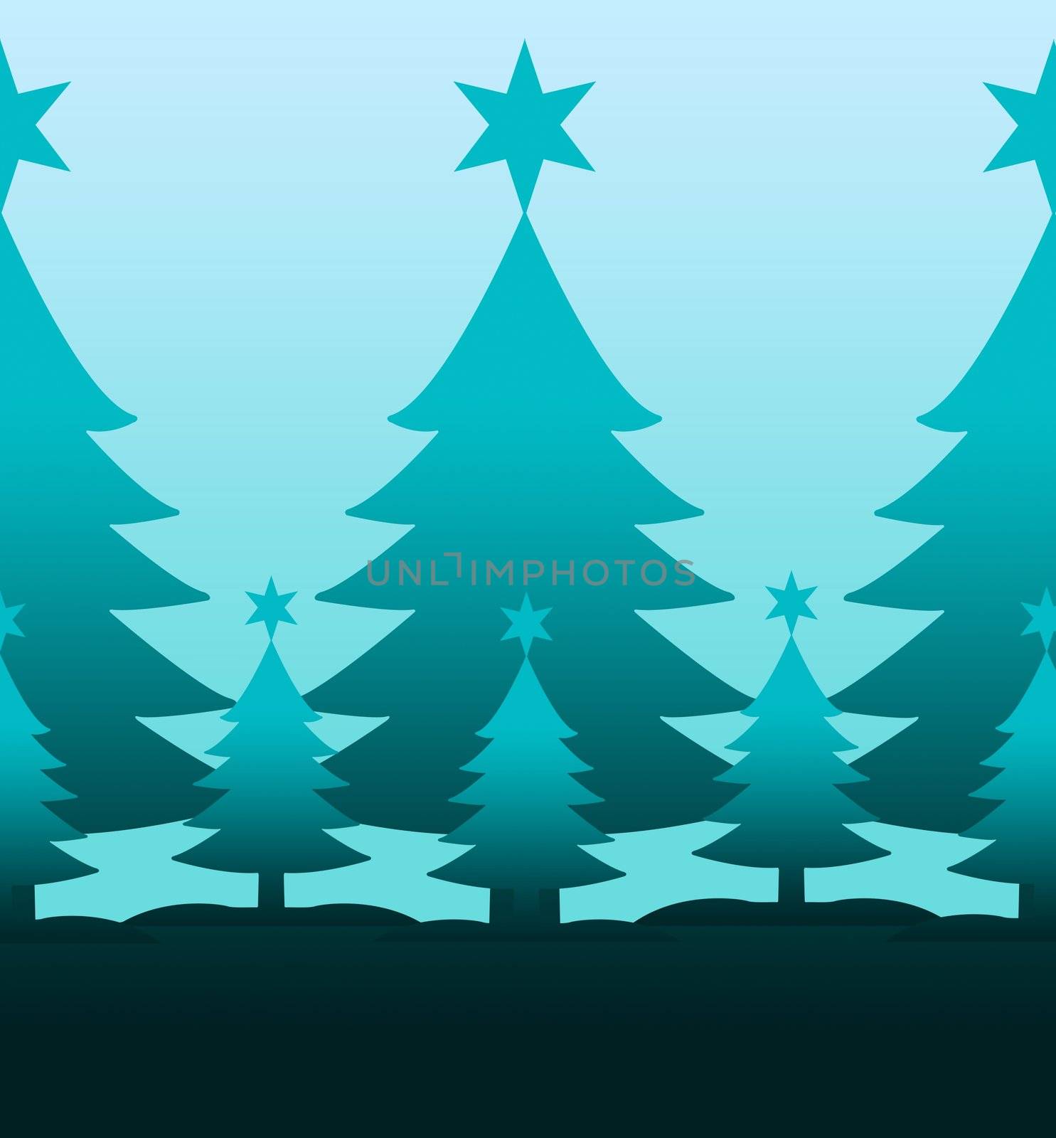 Christmas tree with snow background