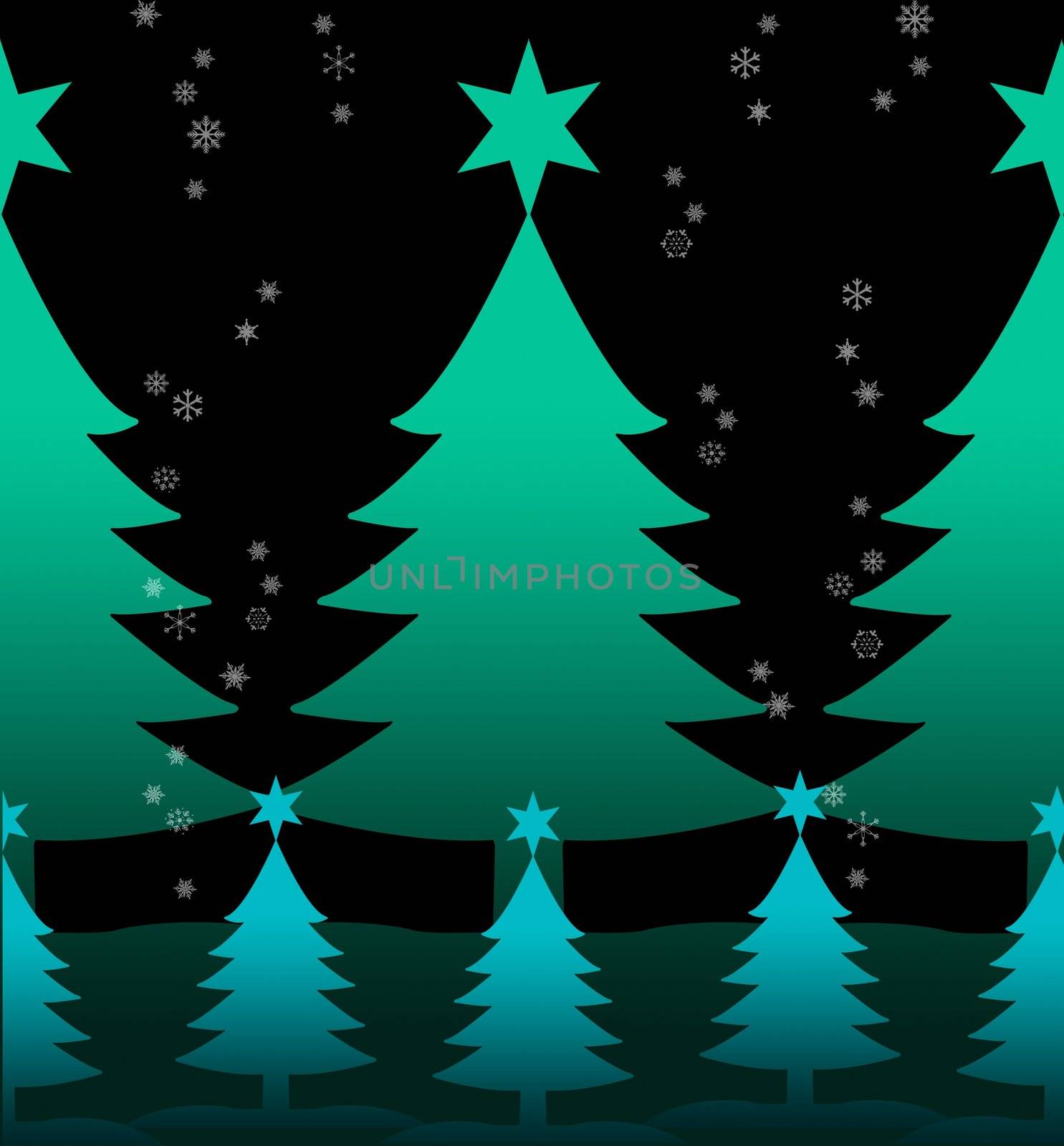 Christmas tree with snow background