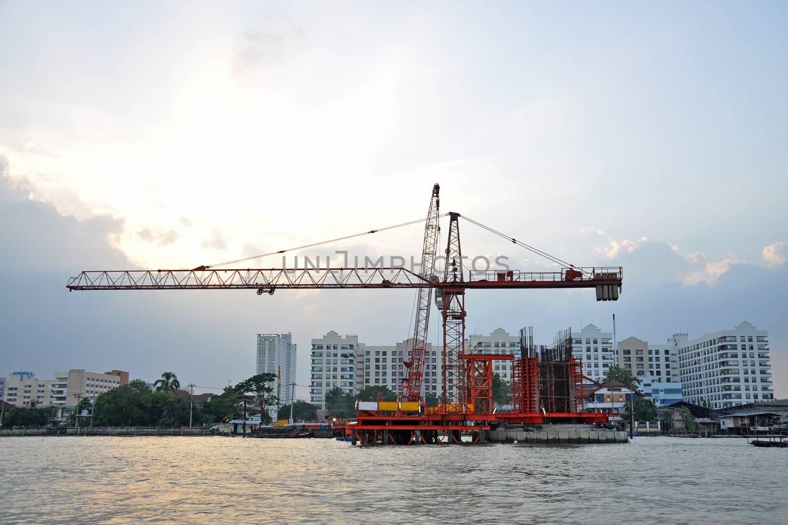 Construction in the Chaophraya river, thailand.