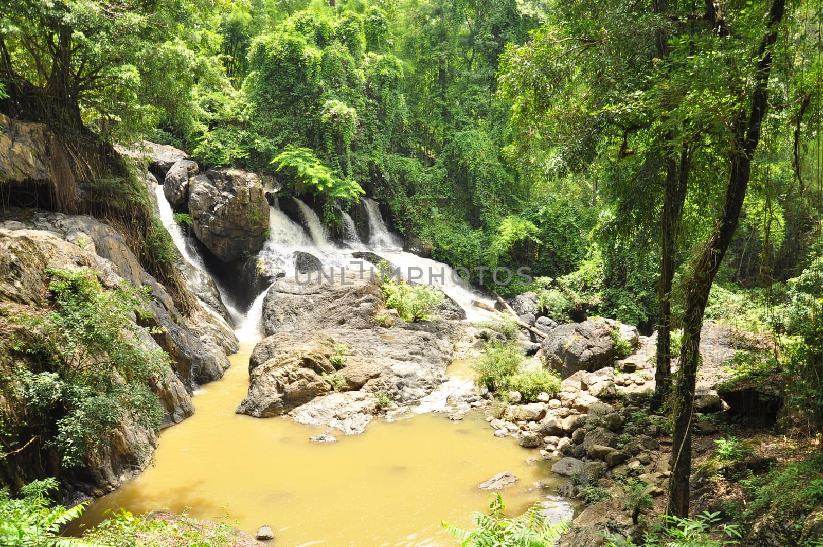 Pha Sua waterfall, Maehongson, Thailand.