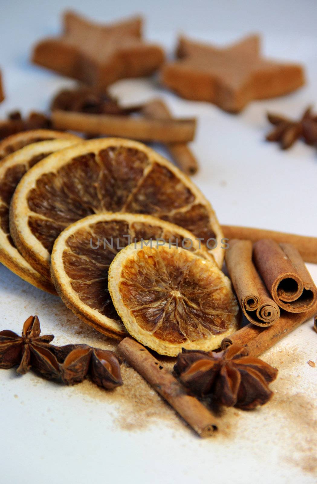 Cinnamon sticks and dry orange by tanouchka