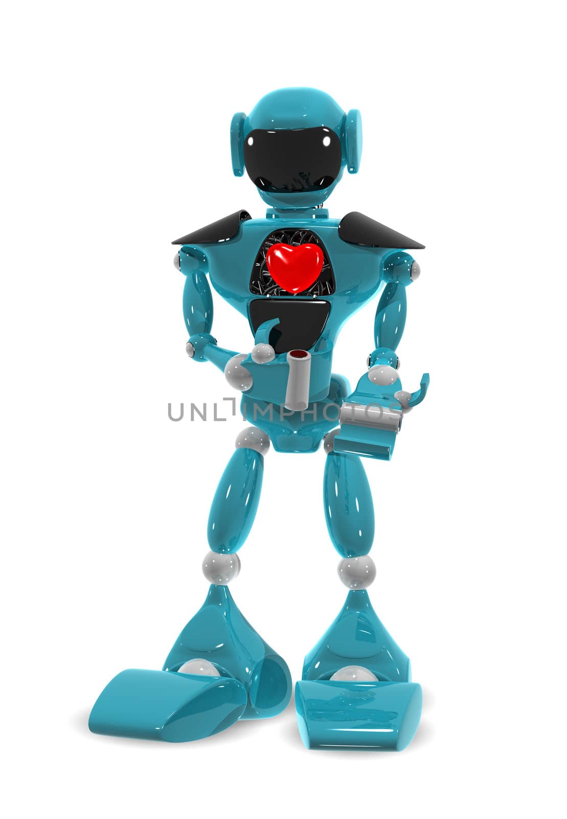 3d illustration of a robot with a heart