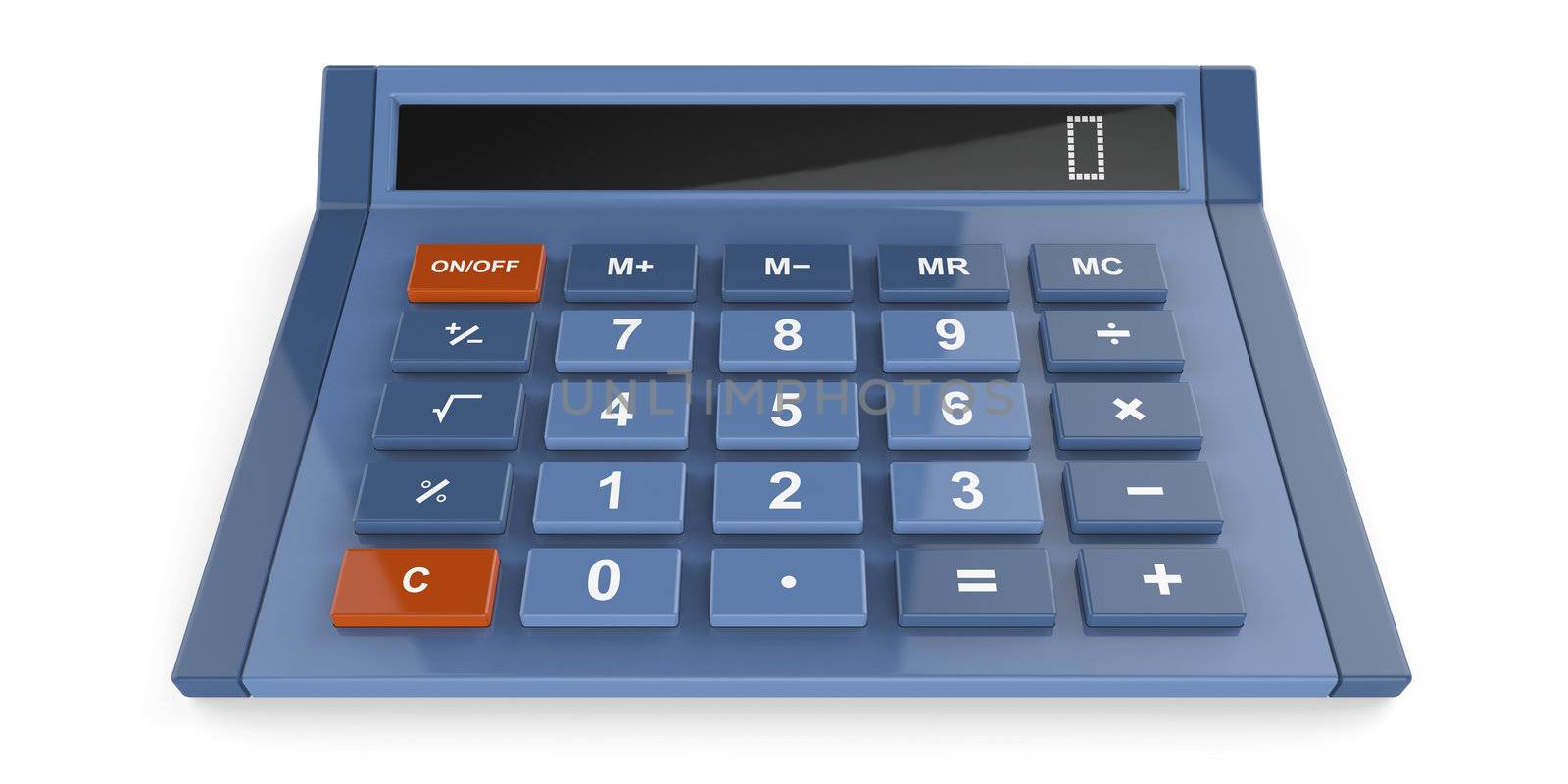 Blue calculator on white background