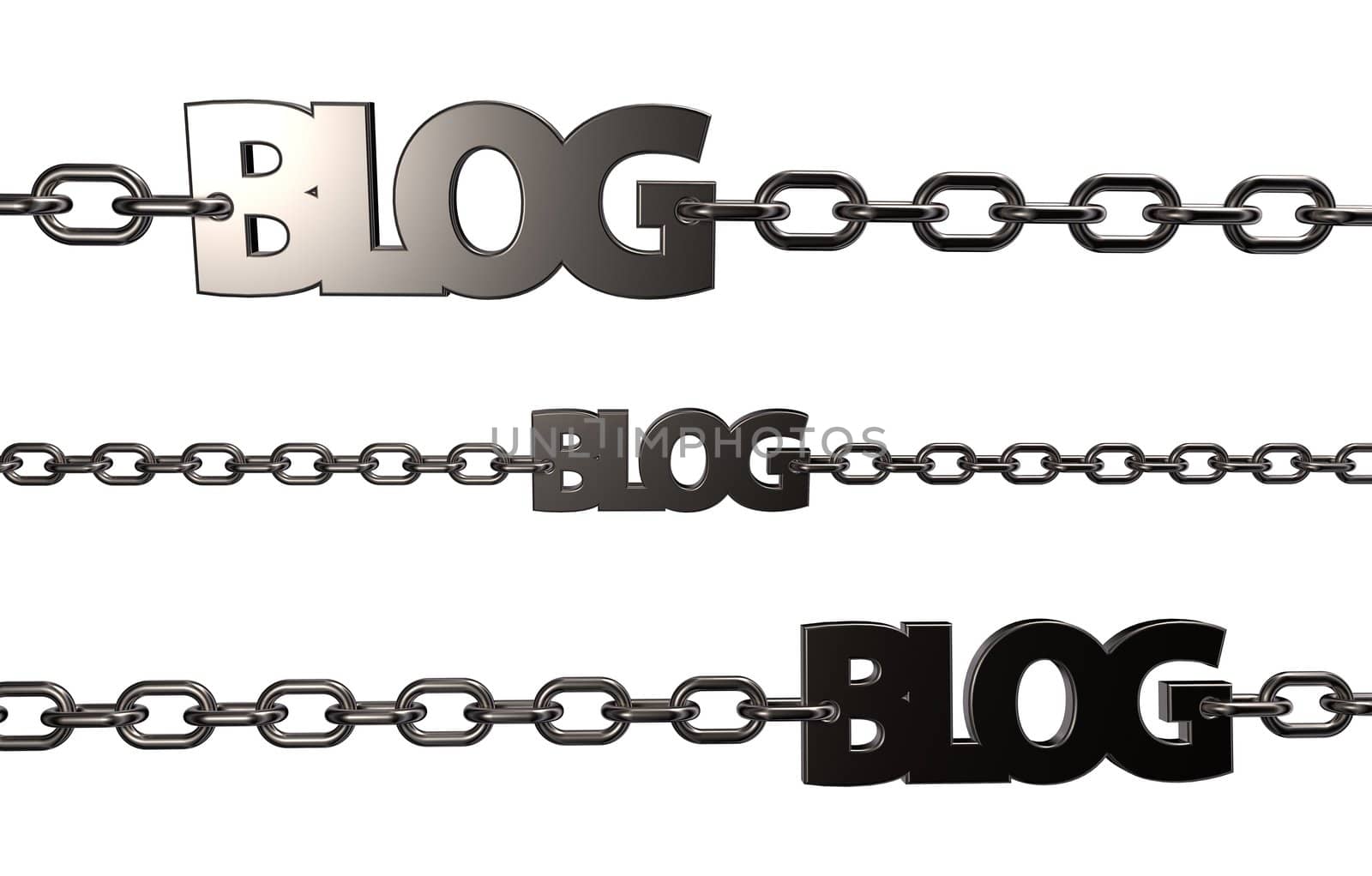 the word blog on chains - 3d illustration