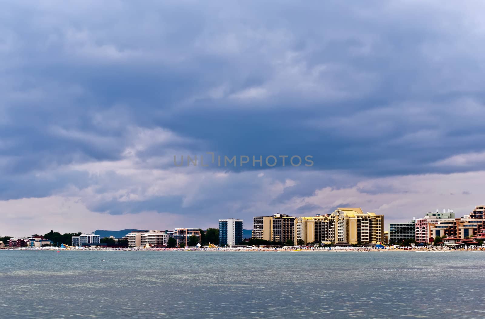 Panoramic view of the bay . Golden Sands, Bulgaria