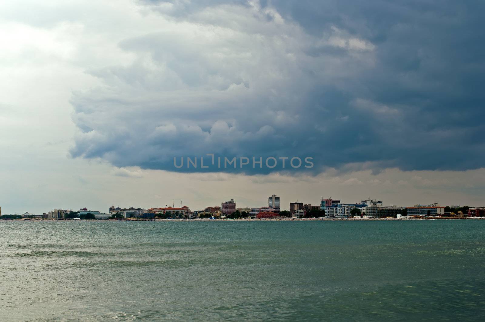 Panoramic view of the bay . Golden Sands, Bulgaria