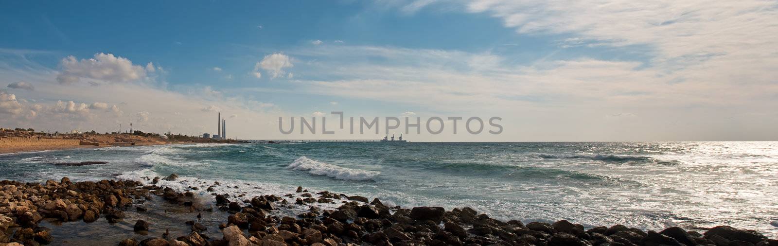 Industrial zone in the city of Caesarea on the Mediterranean coast of Israel.