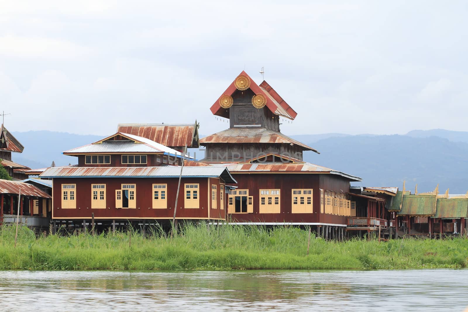 Wooden burmese buddhist monastery on the Inle lake, Myanmar