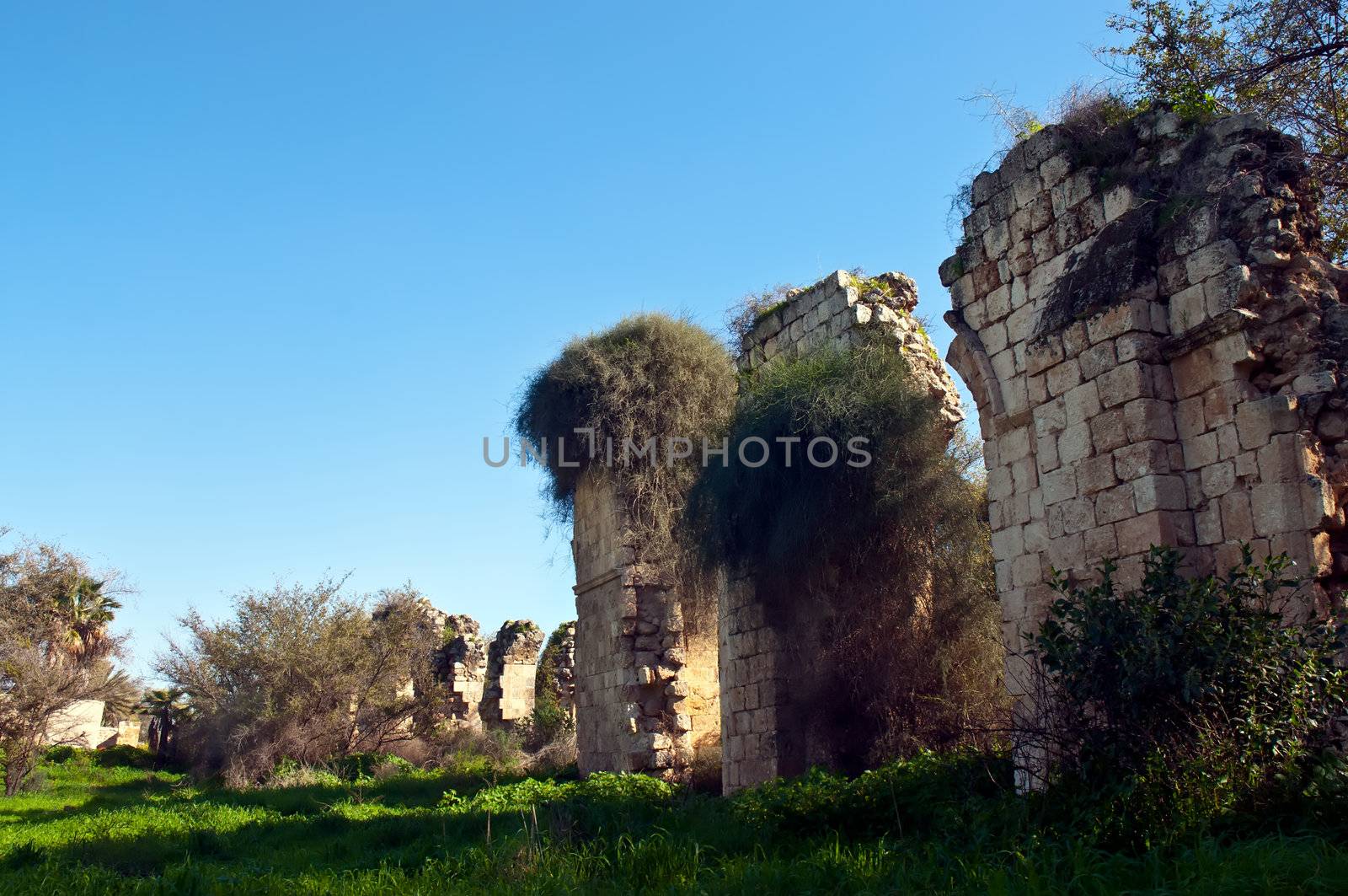 Ruins of the walls of the eighth century. Ramla. Israel.