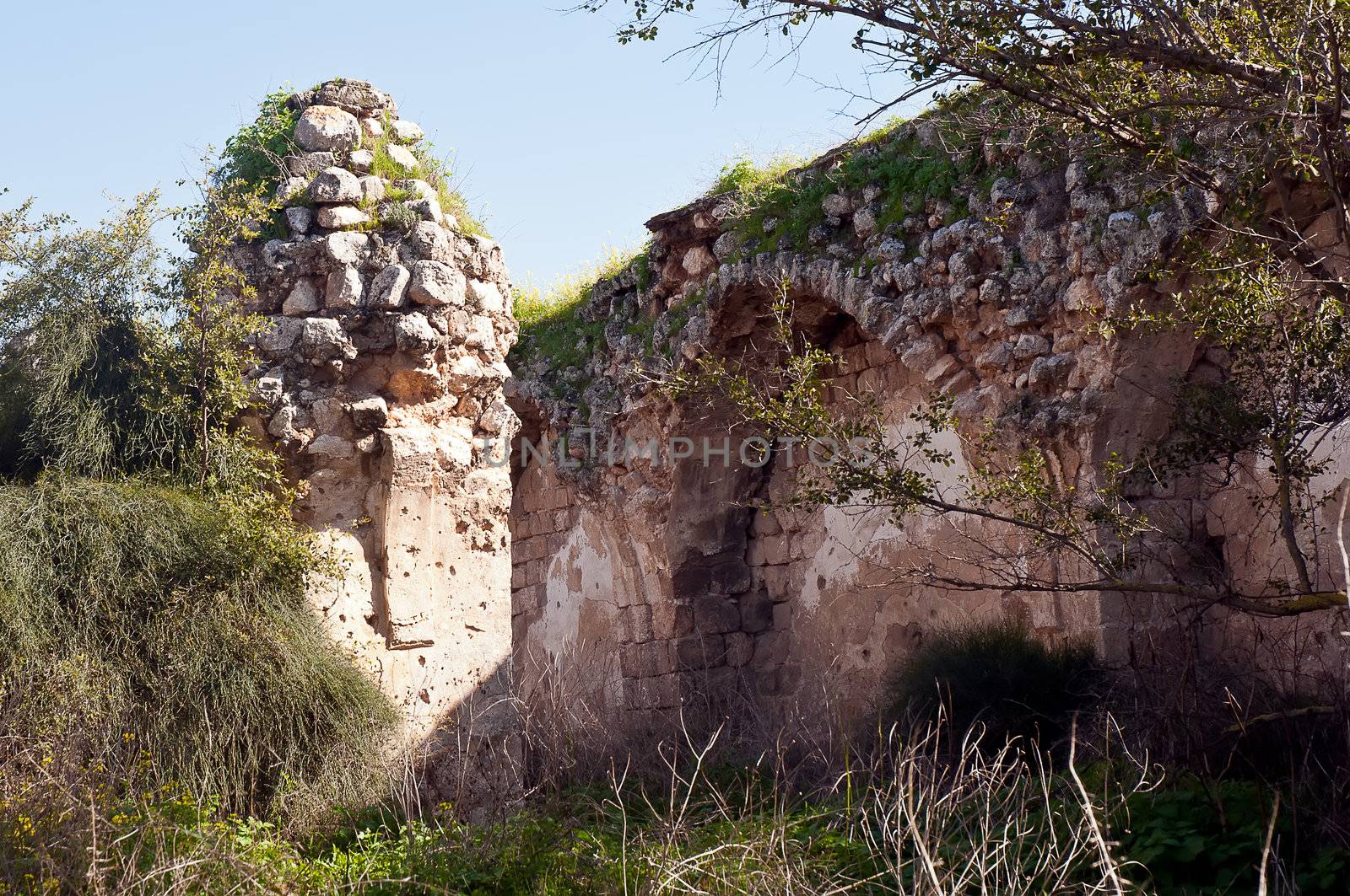 Ruins of the walls of the eighth century. Ramla. Israel.