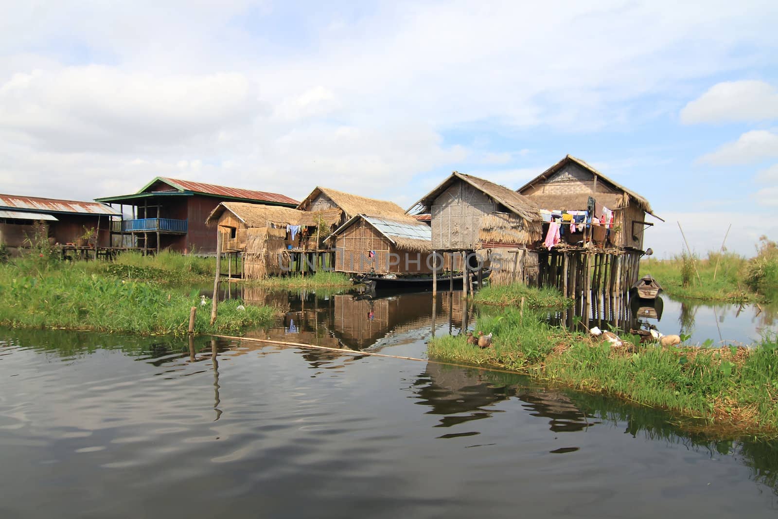 Houses at Inle lake, Myanmar by rufous