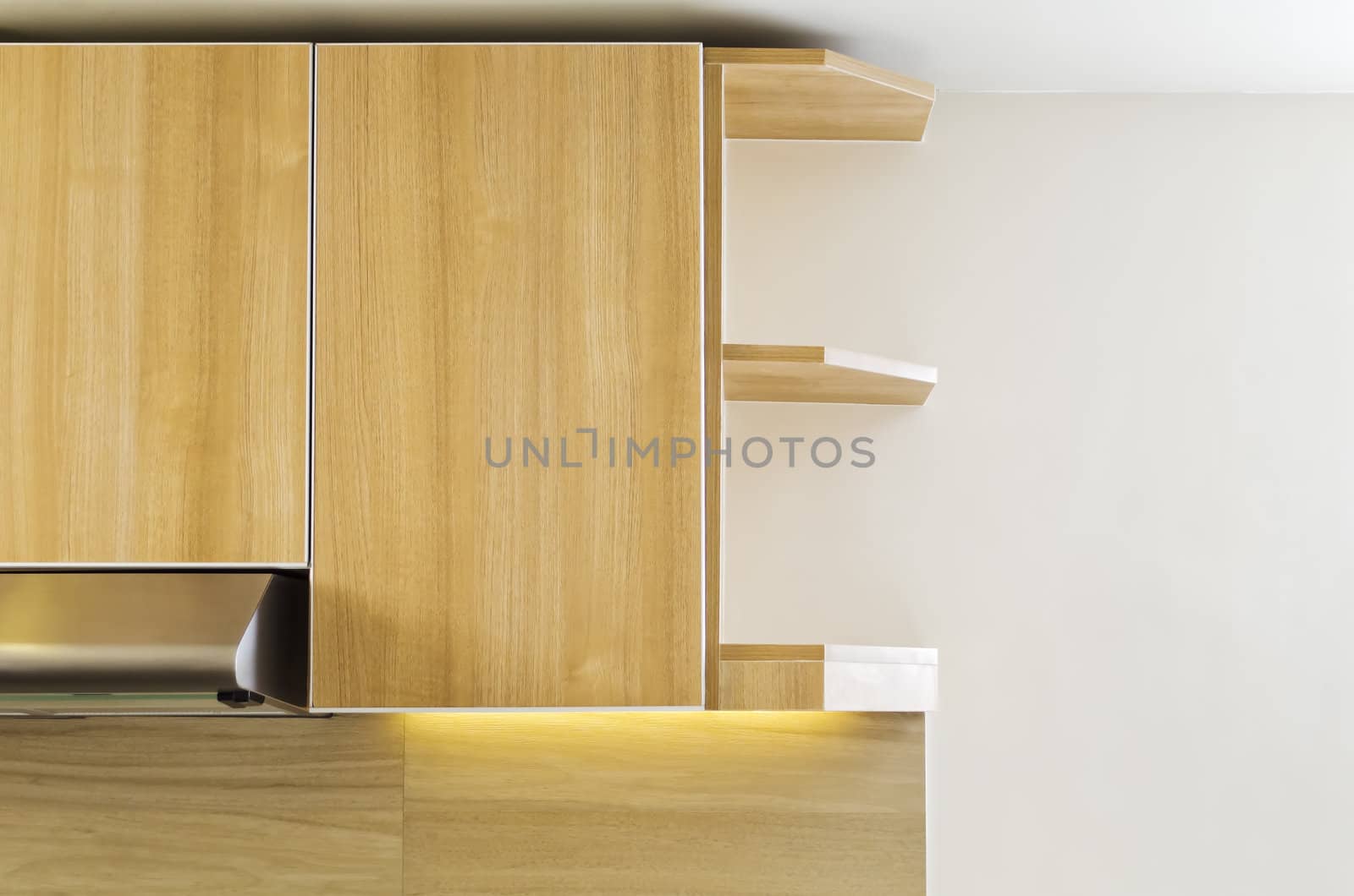 Newly installed kitchen cupboard of a brand new apartment