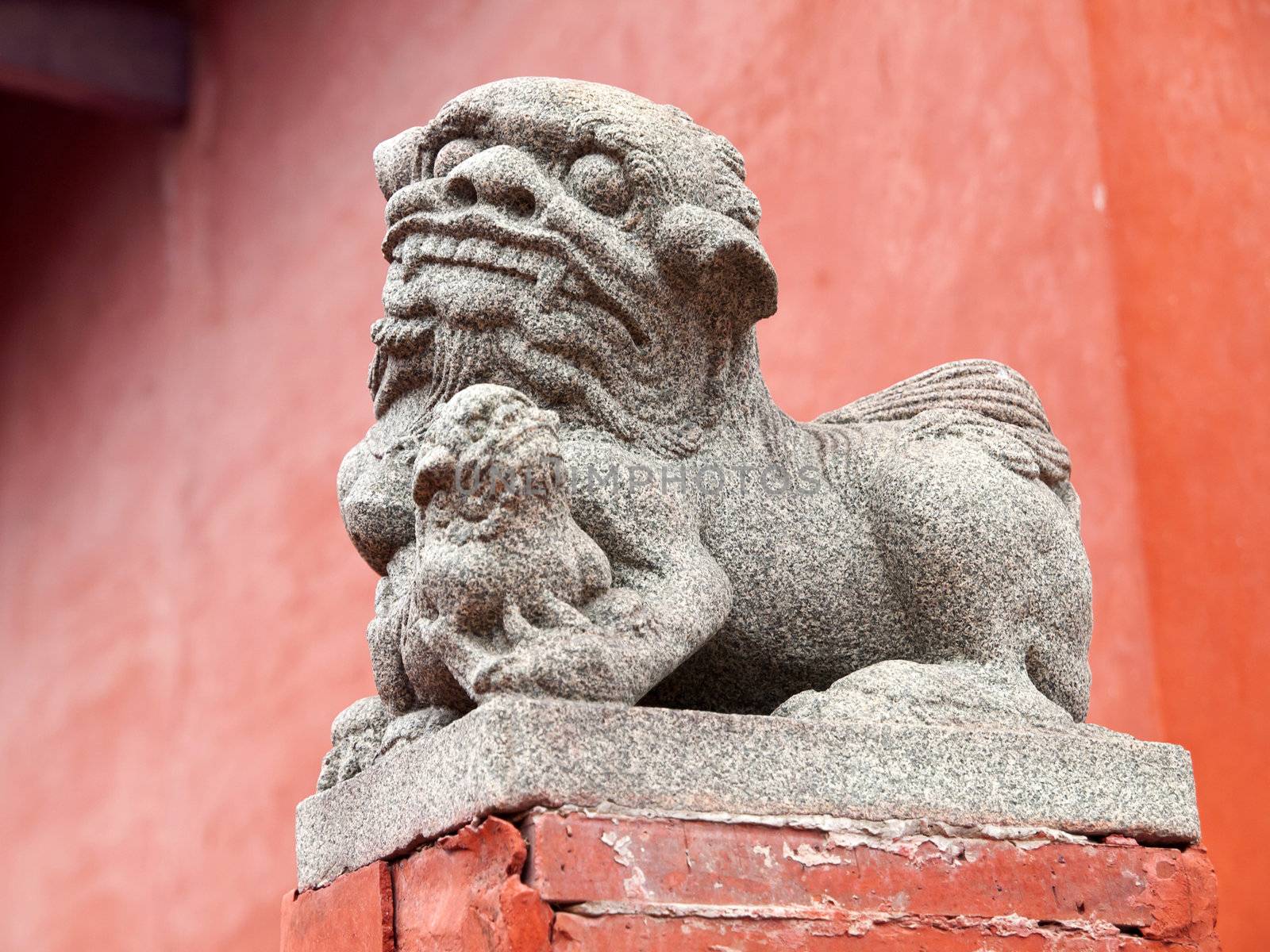 Stone Lion in the Tainan Confucius Temple, Tainan, Taiwan