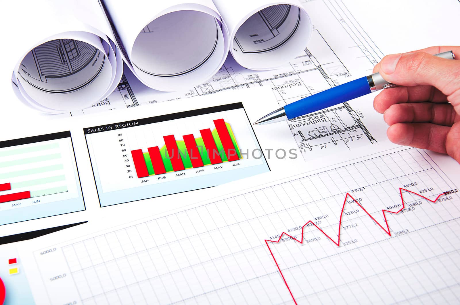 Ball pen, charts, documents, blueprint by adam121