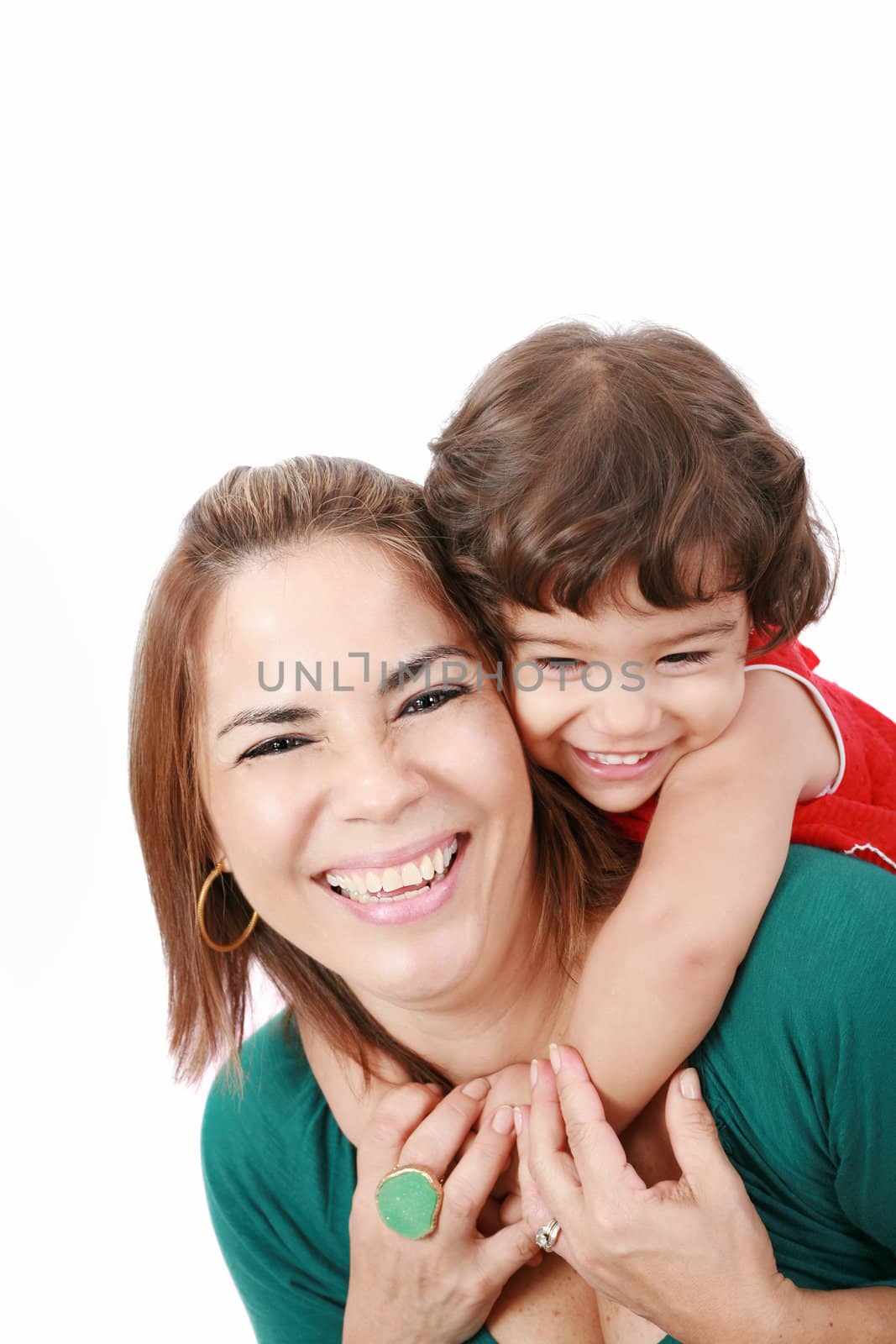 Mother with daughter on white background