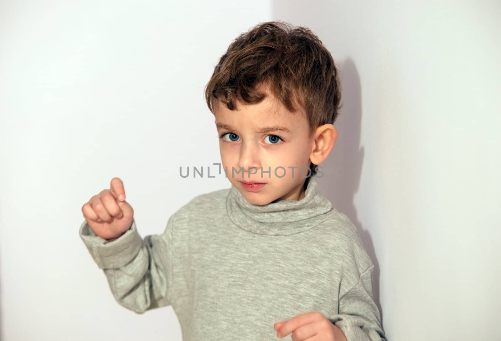 Portrait of  little boy looking at camera .