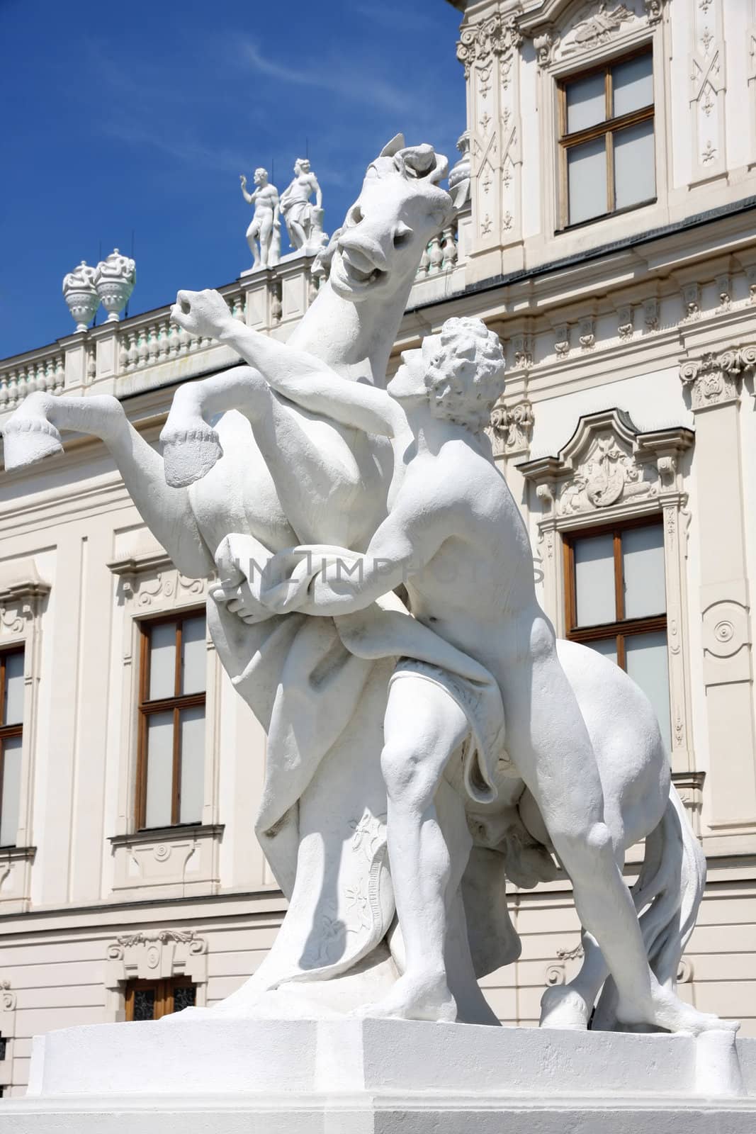 Statue at the Baroque castle Belvedere in Vienna, Austria