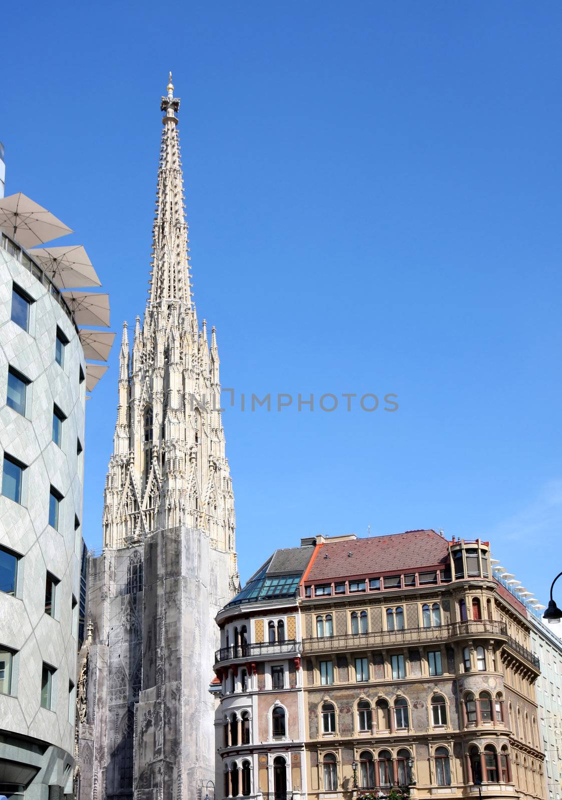 St.Stephan Cathedral (Stephansdom) and Haas-Haus in Vienna, Austria 