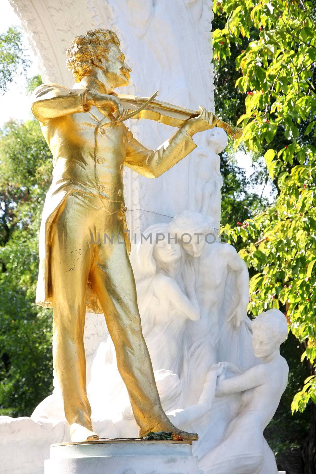 The statue of Johann Strauss in Stadtpark, Vienna, Austria  by vladacanon