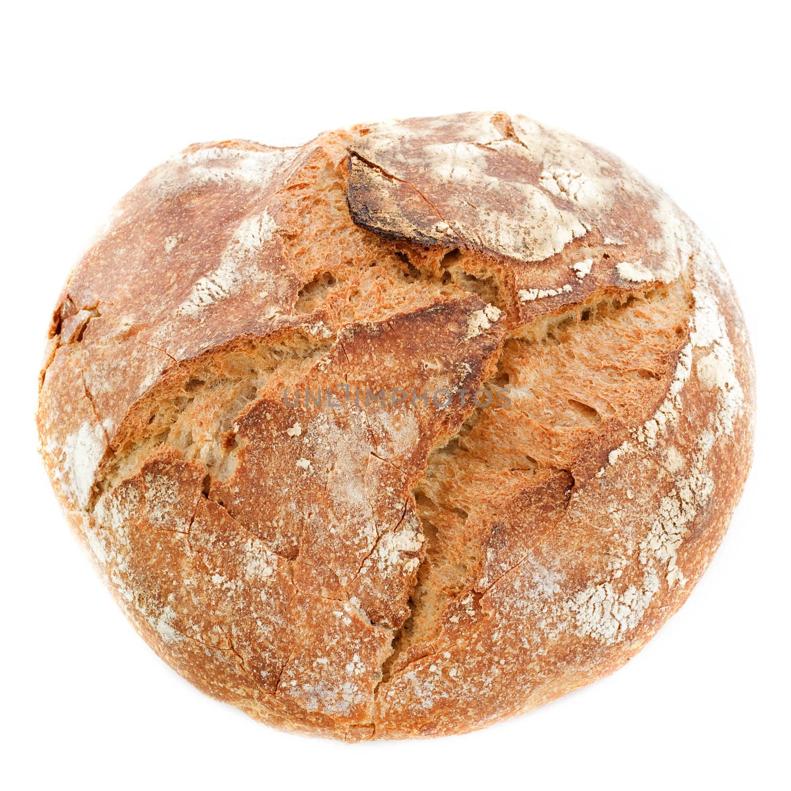 loaf of bread in front of white background