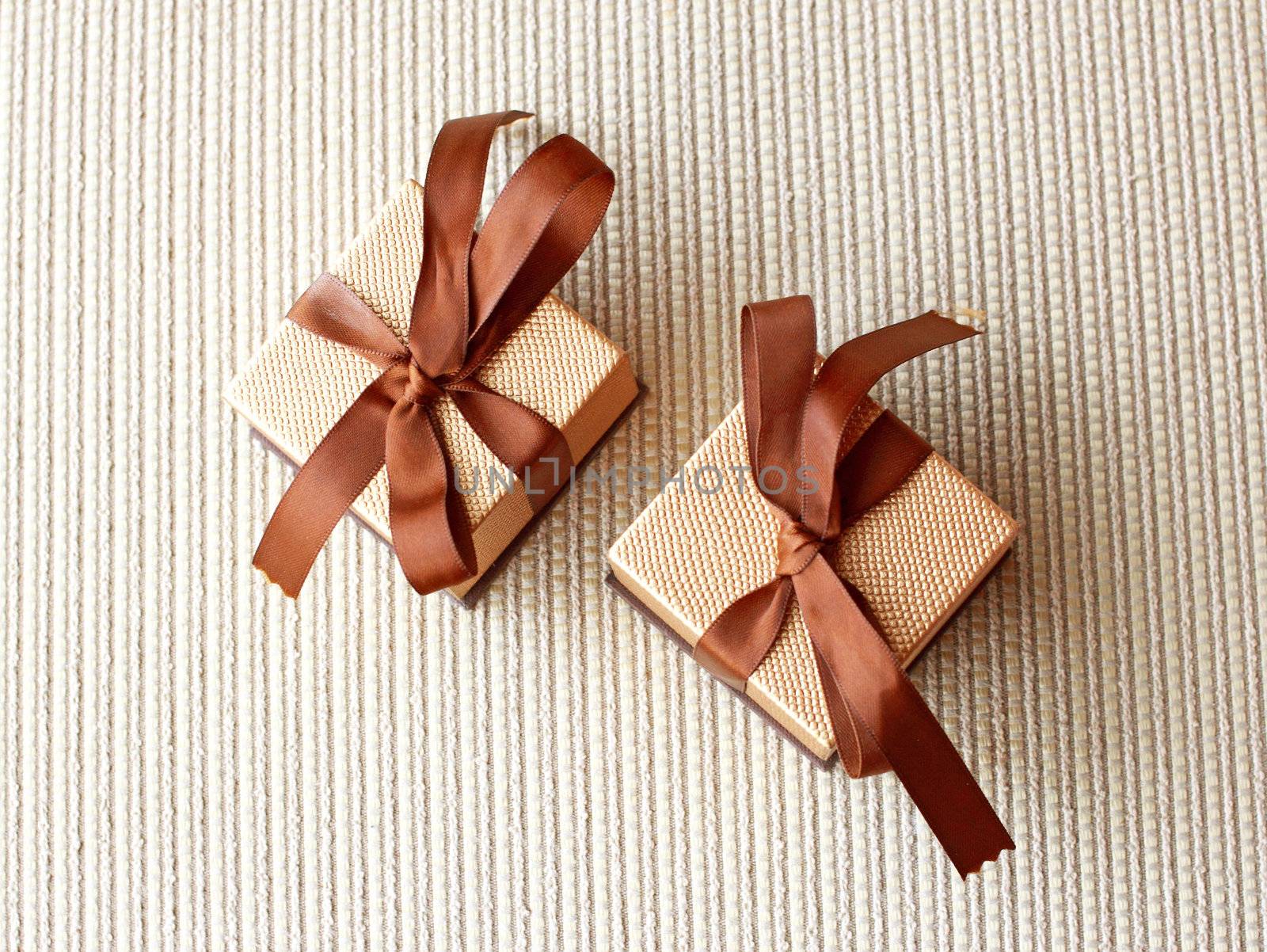 Two luxury gift boxes with ribbon and bow by nuchylee