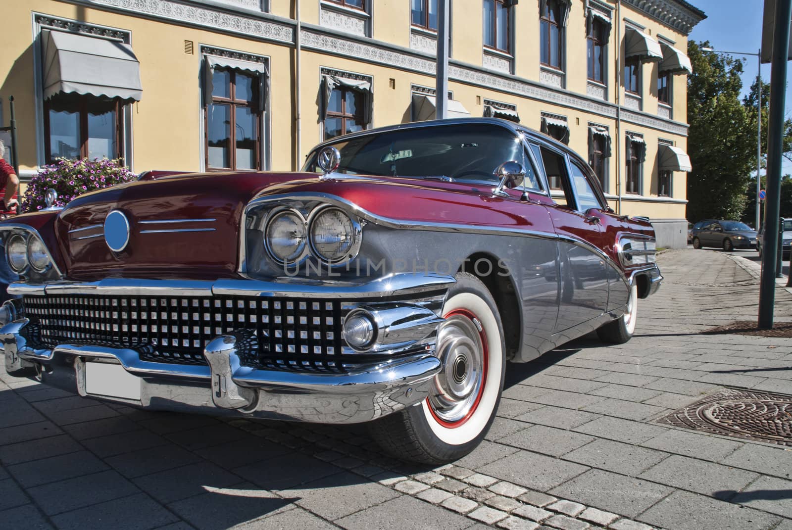 each wednesday during the summer months there is a display of american vintage cars in the center of halden city, picture shows a 1959 buick special