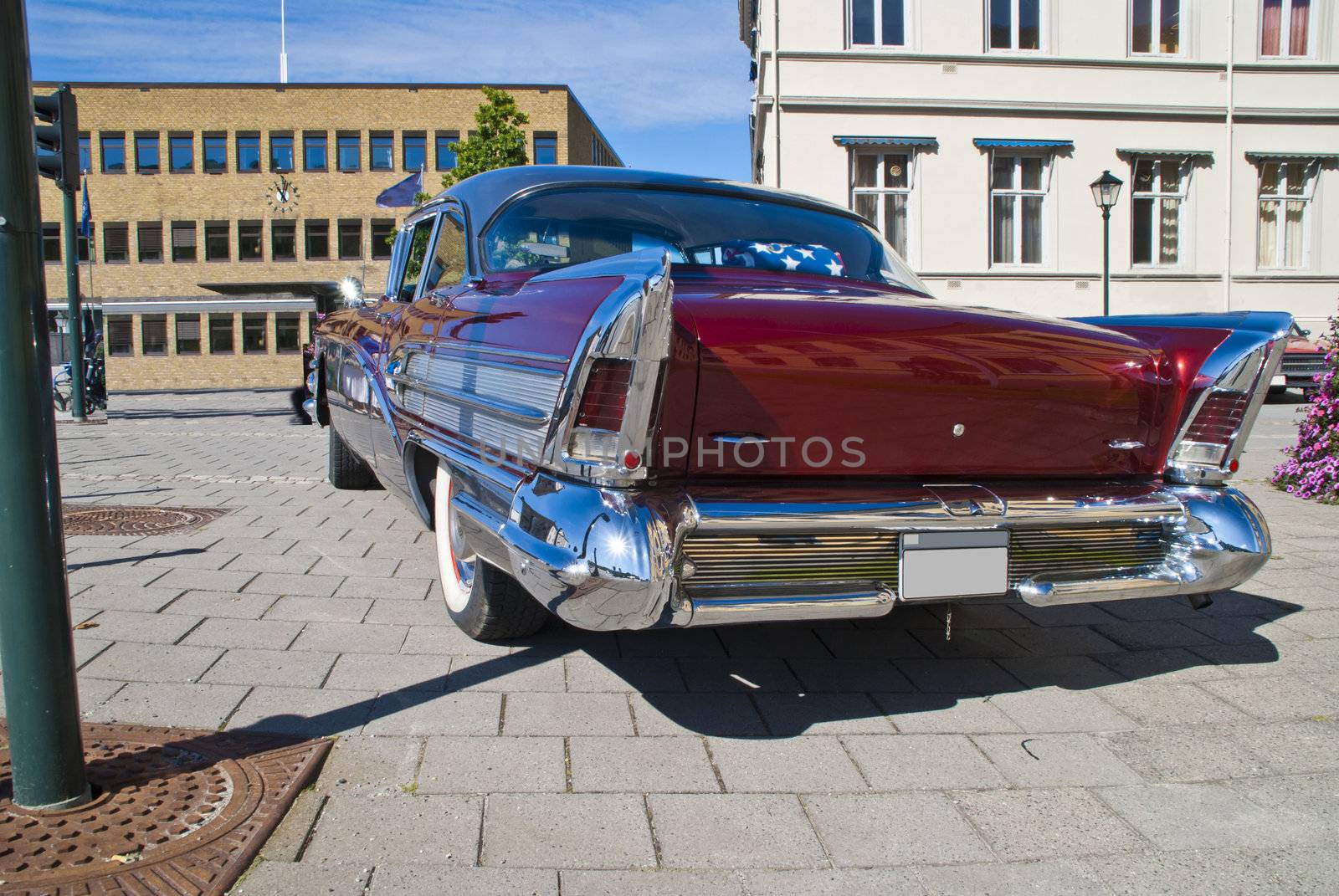 each wednesday during the summer months there is a display of american vintage cars in the center of halden city, picture shows a 1959 buick special