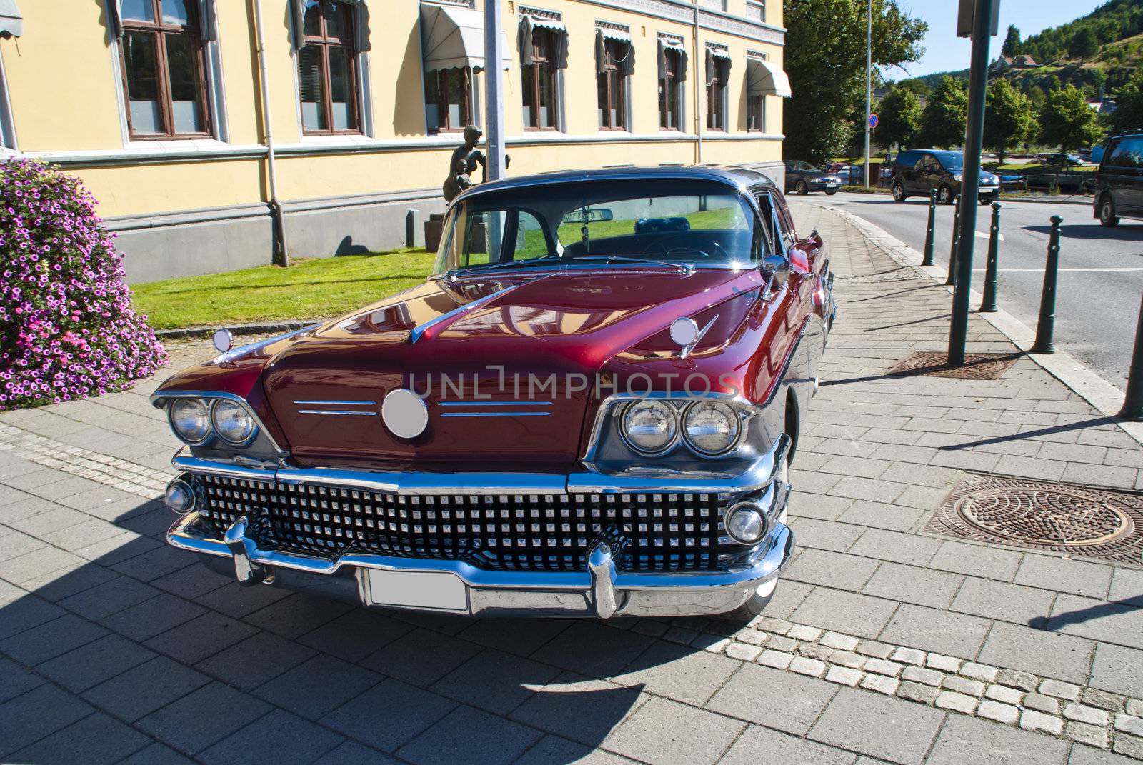 each wednesday during the summer months there is a display of american vintage cars in the center of halden city, picture shows a 1959 buick special