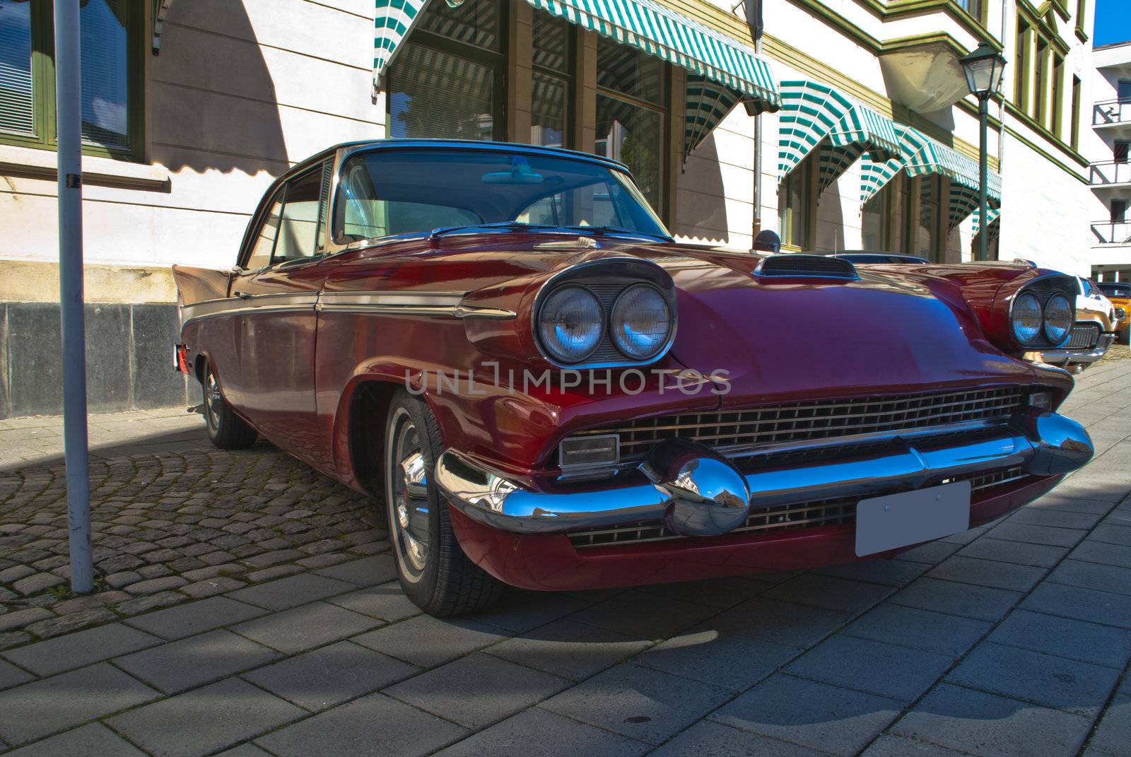 1958 packard two-door hardtop coupe, image is shot in august 2012 in the city center of halden