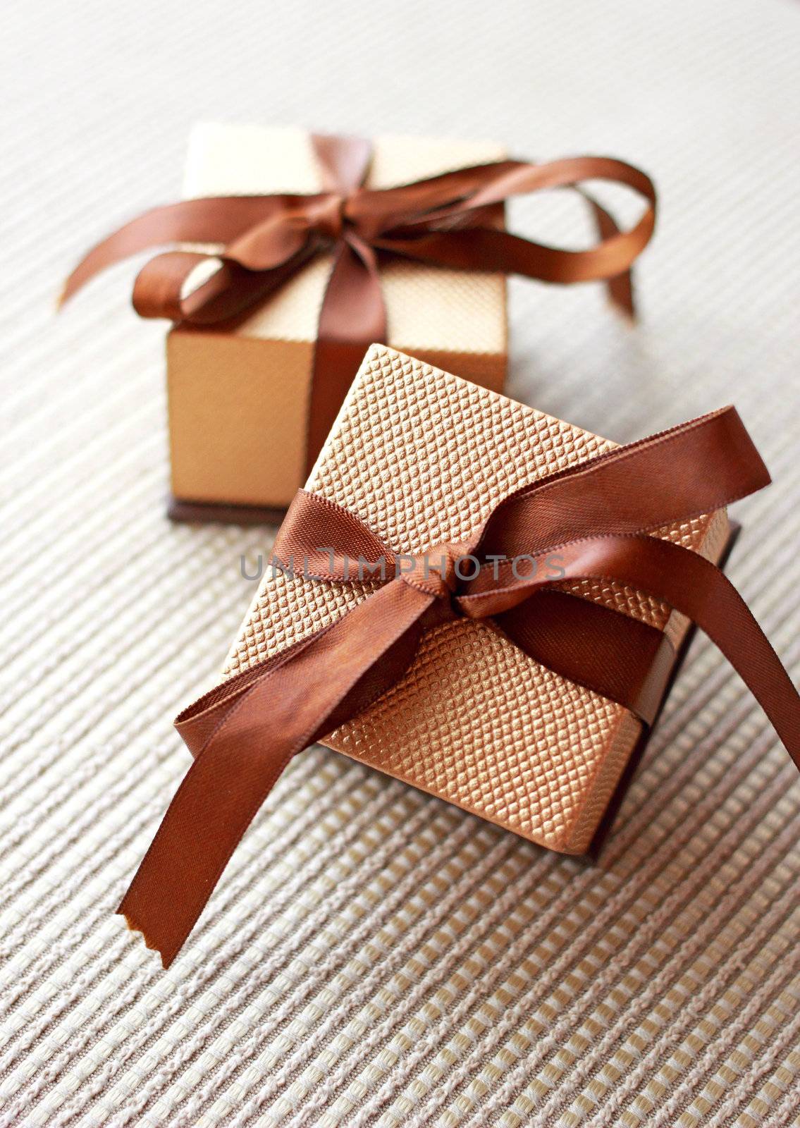 Two luxury gift boxes with ribbon and bow by nuchylee