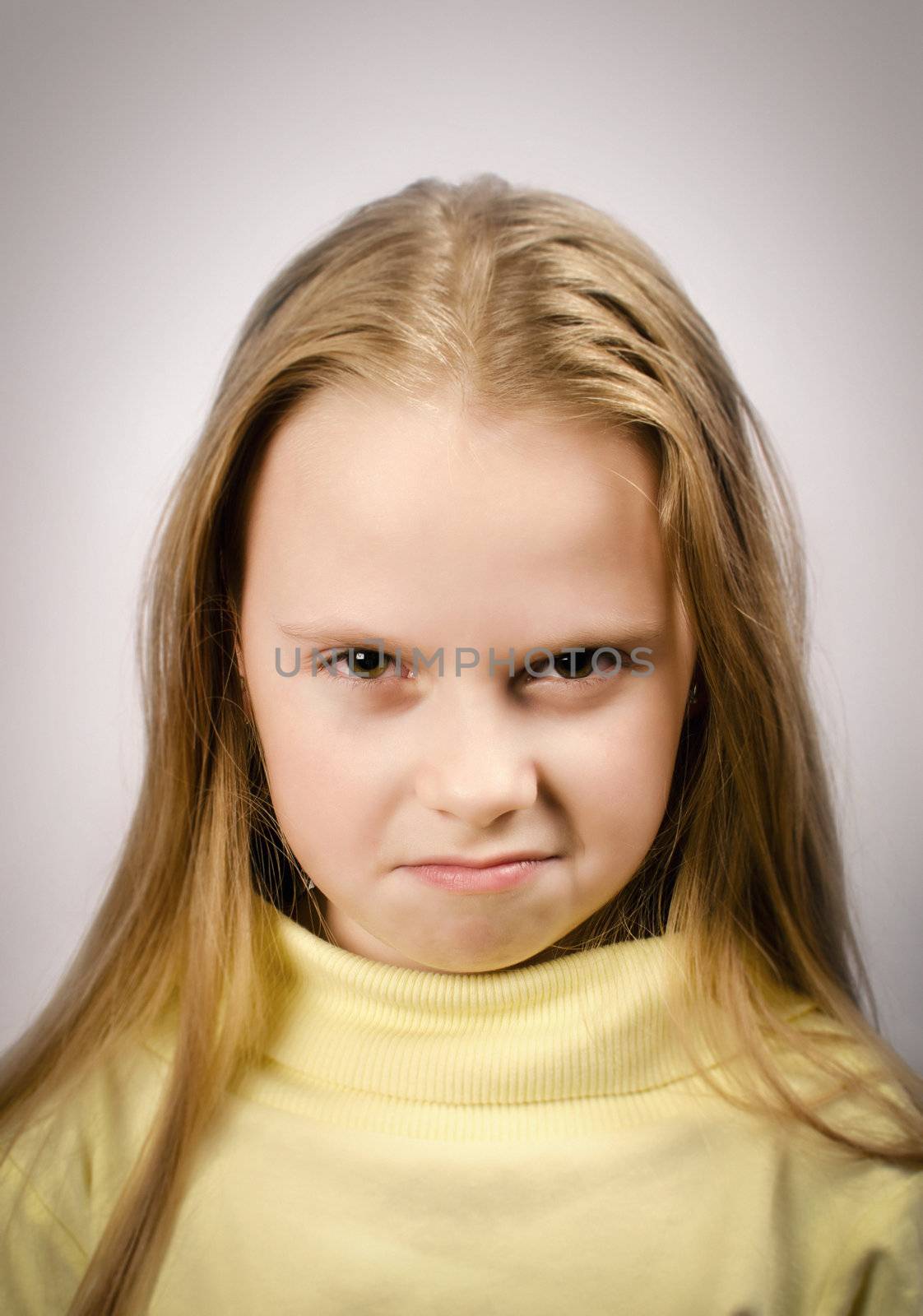 Grumpy little girl with an attitude