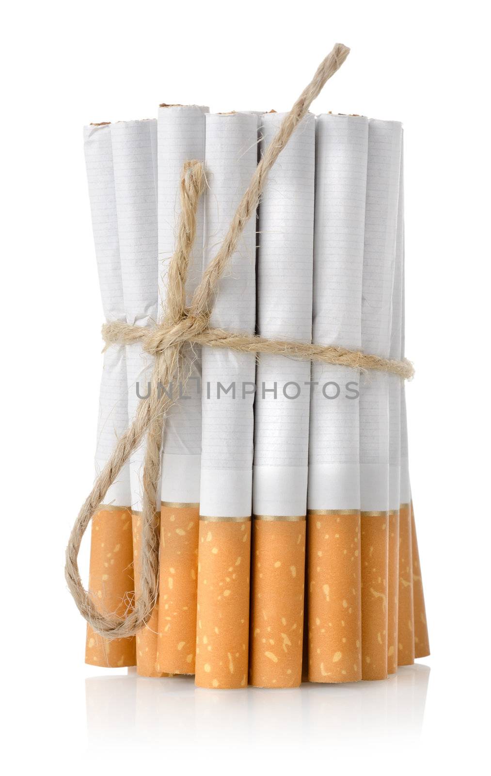 Bunch of cigarettes isolated on a white background