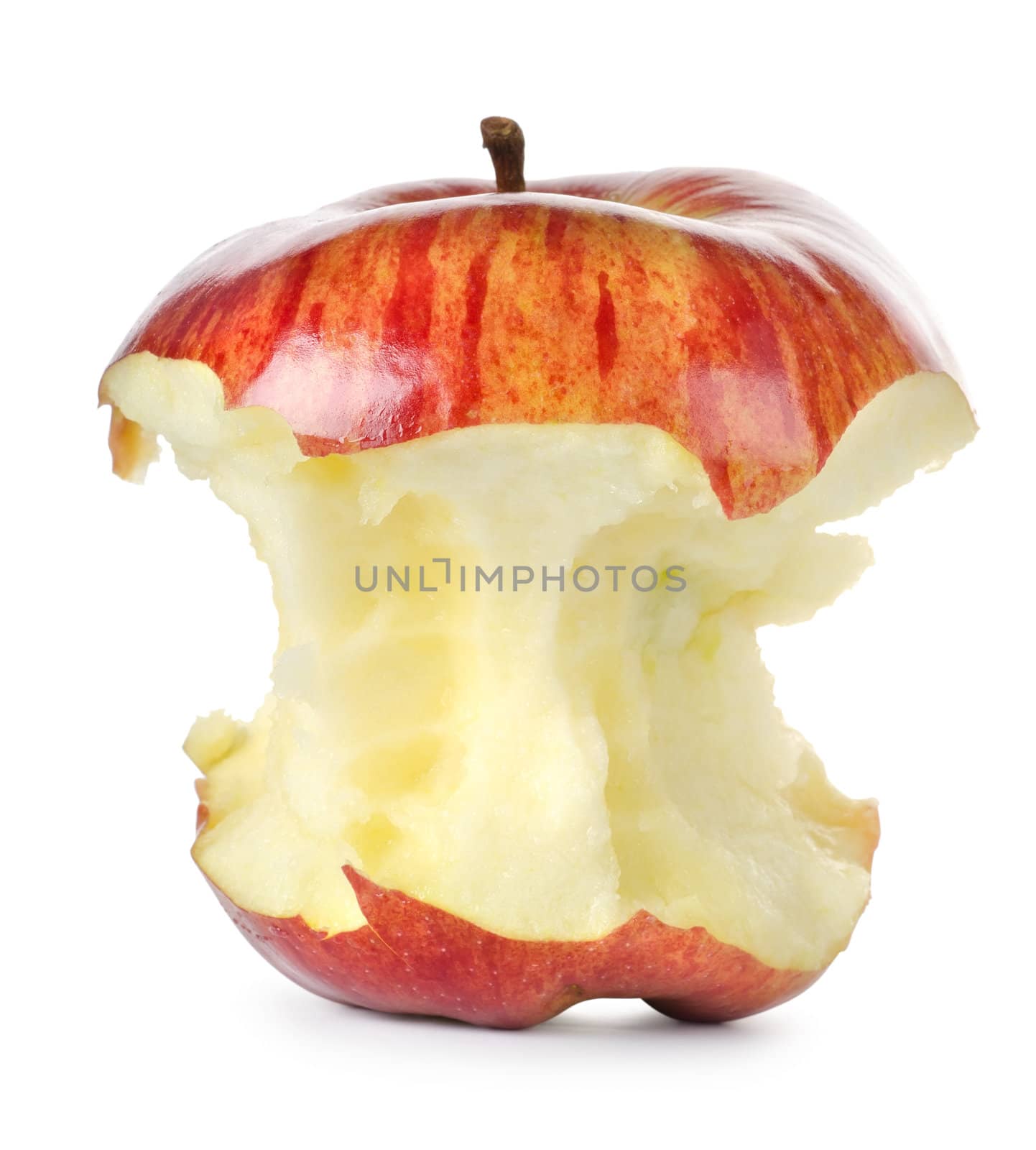 Eaten red apple  isolated on a white background