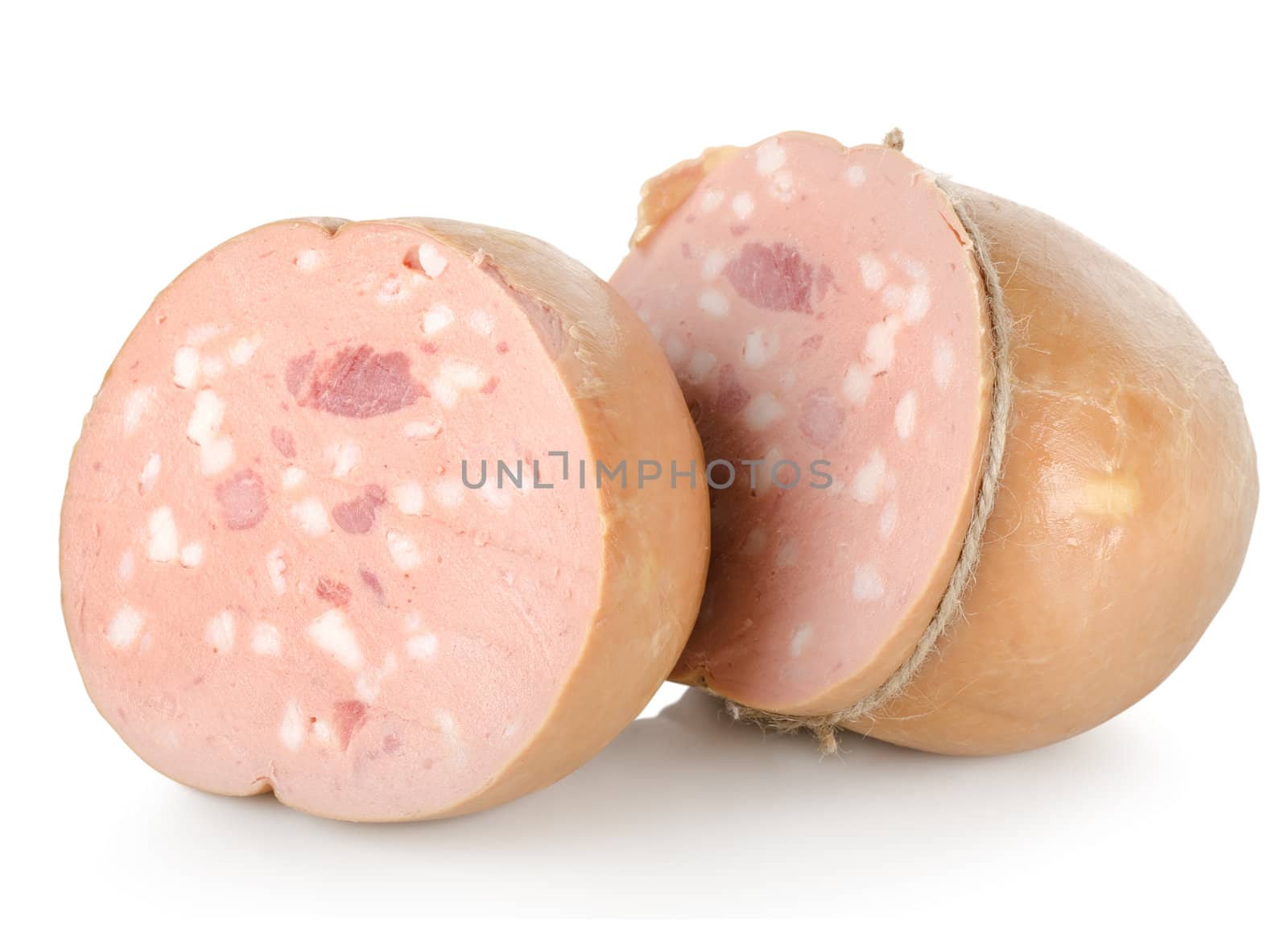 Smoked sausage isolated on a white background
