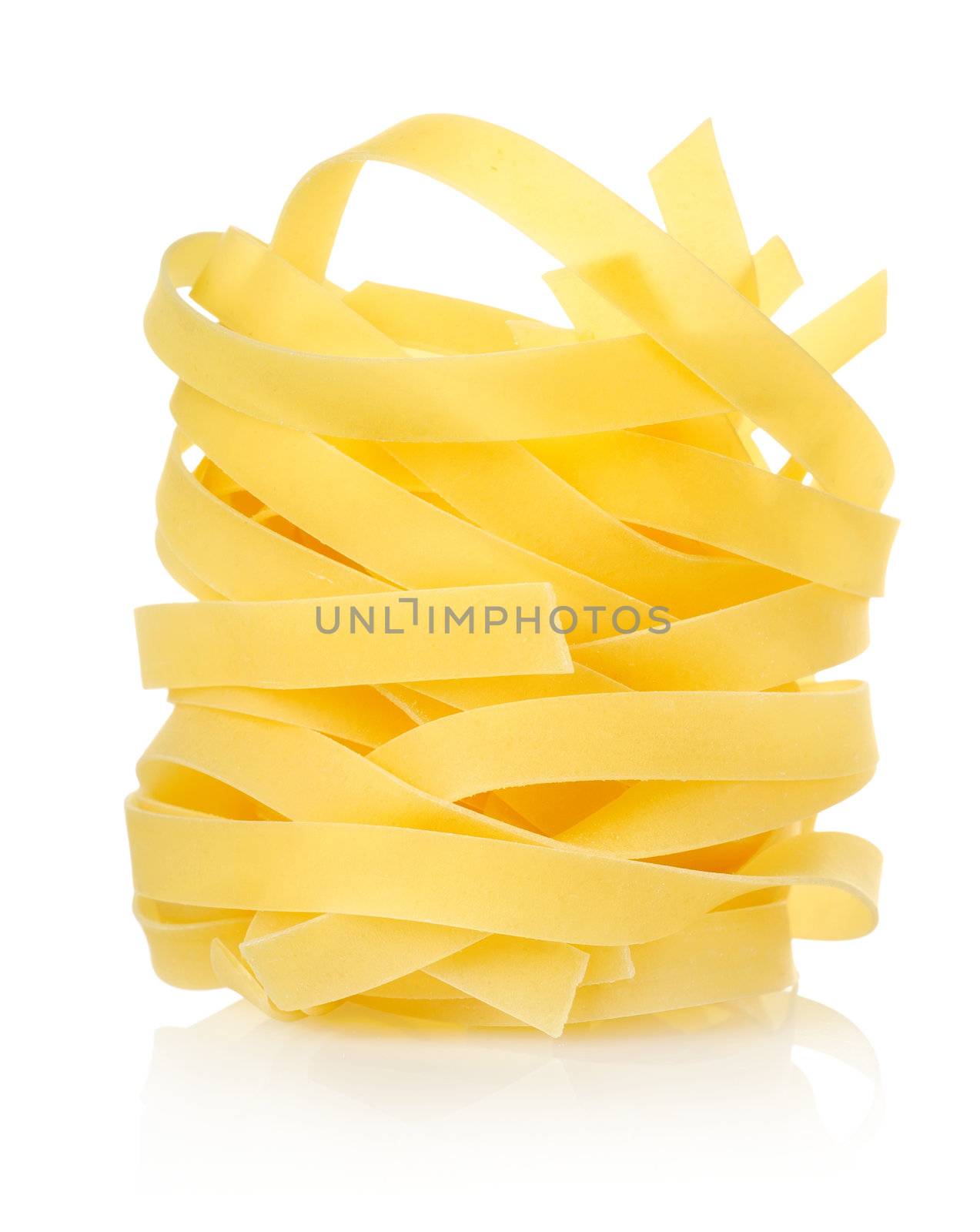 Pasta tagliatelle isolated on a white background