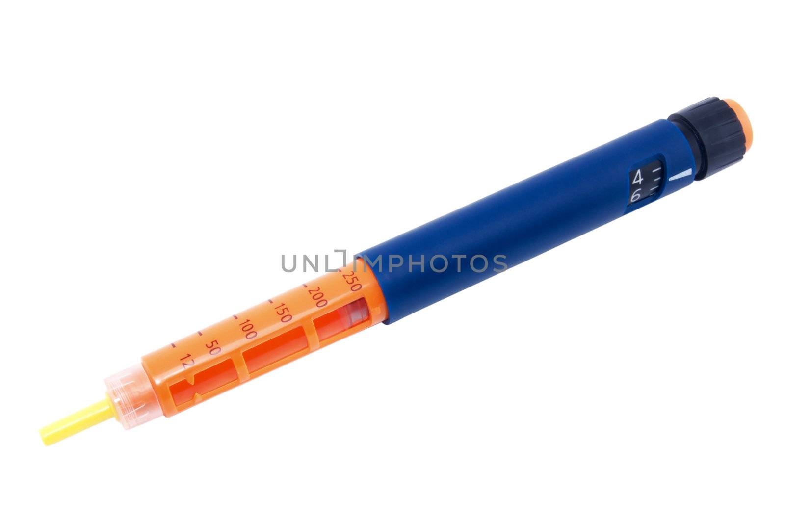 Insulin pen isolated on a white background