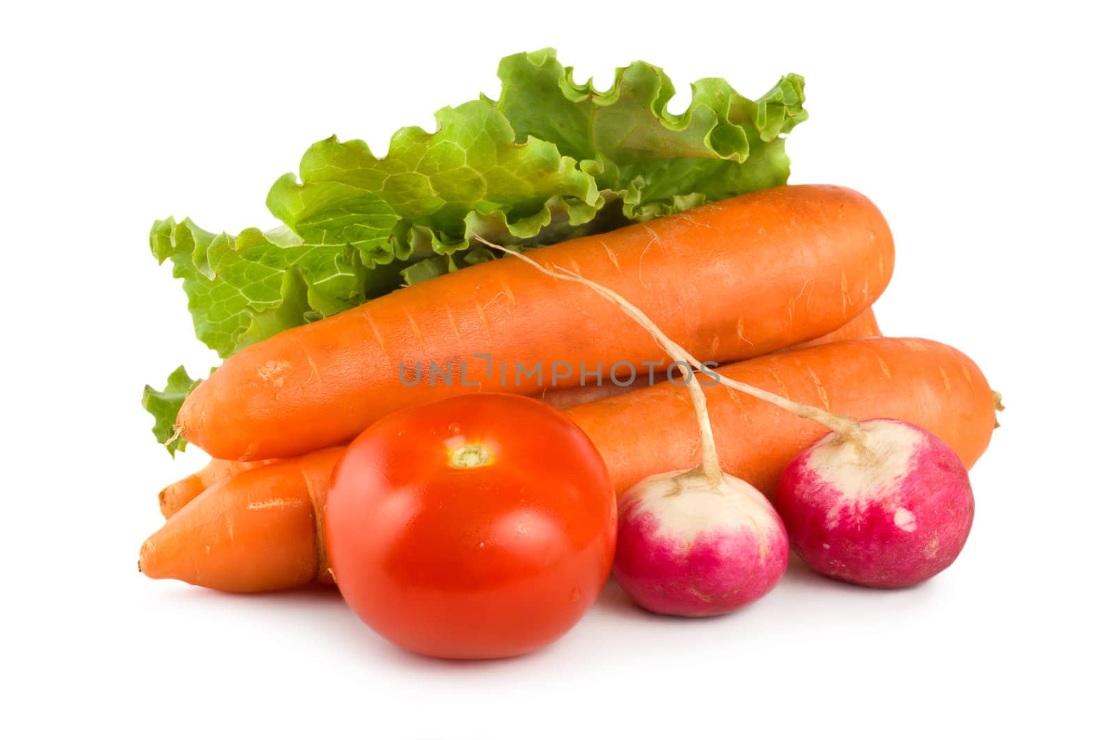 Fresh vegetables isolated on white background