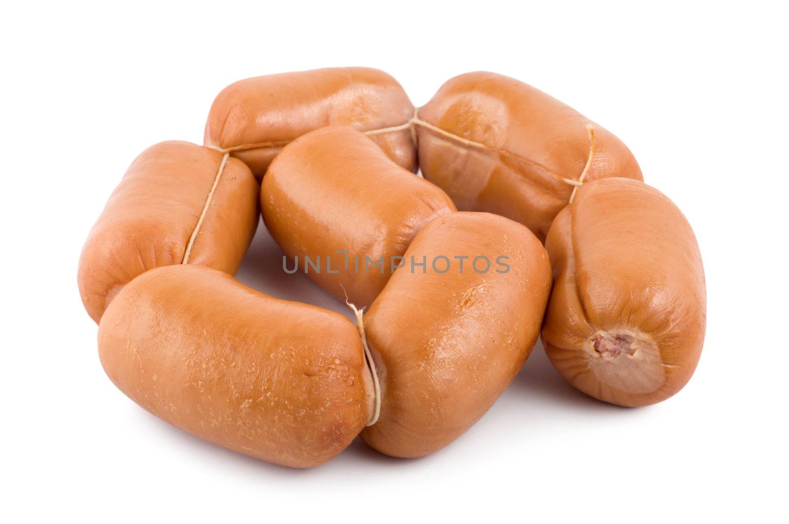Sausages isolated on a white by Givaga