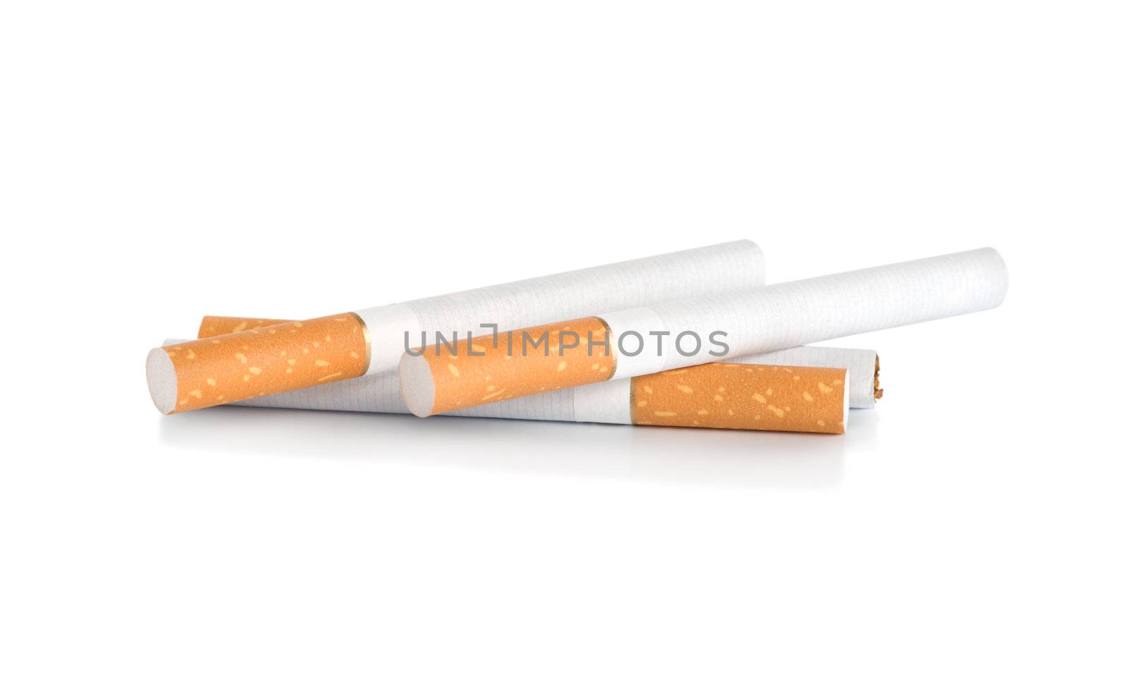 Four cigarettes Isolated on white background (Path)