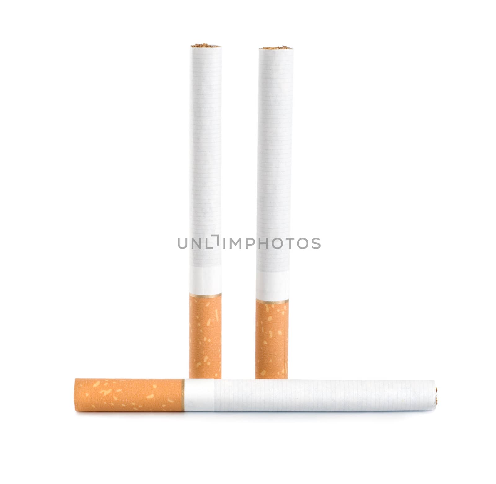 Three cigarettes Isolated on white background (Path)