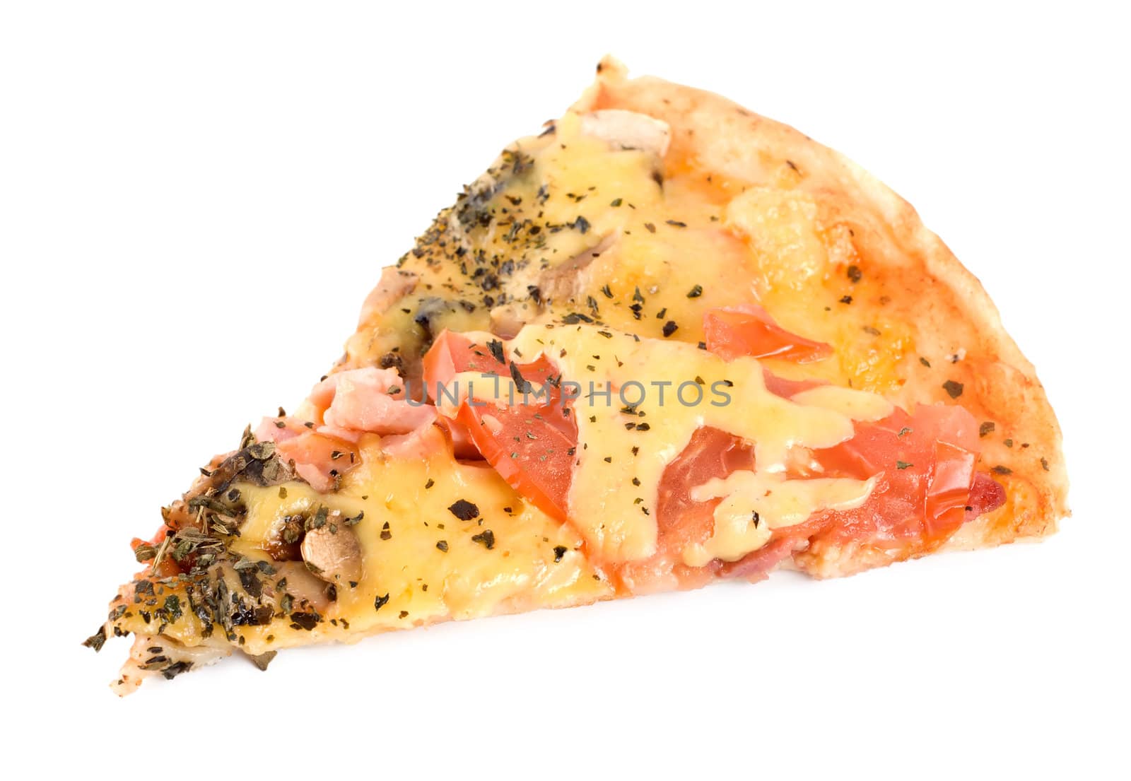 Slice pizza isolated on a white background