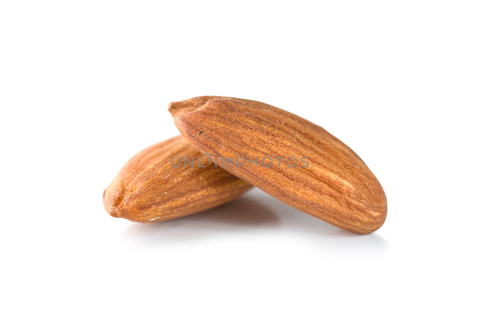 Two almond isolated on a white background