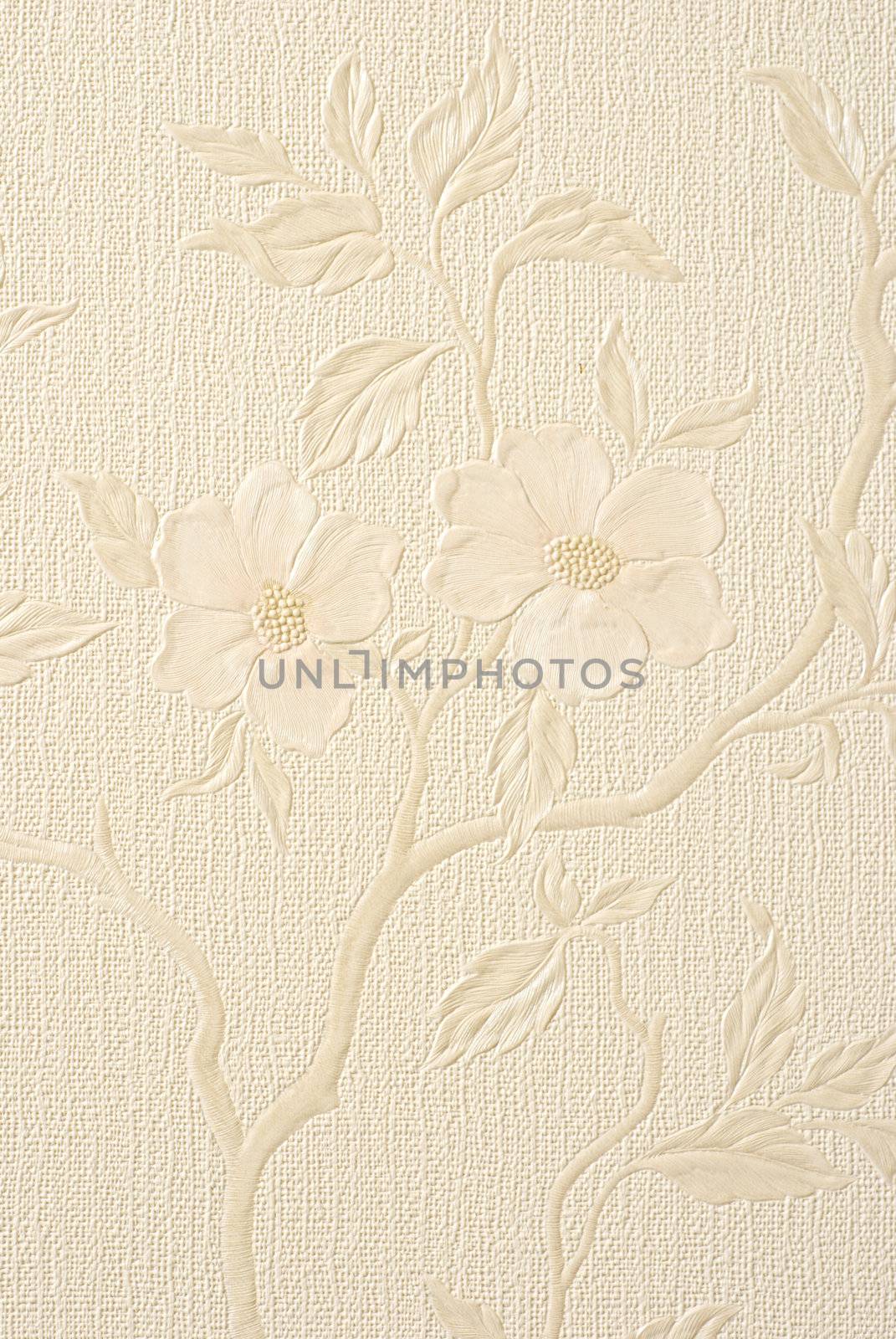 Wallpaper with flowers on a beige background