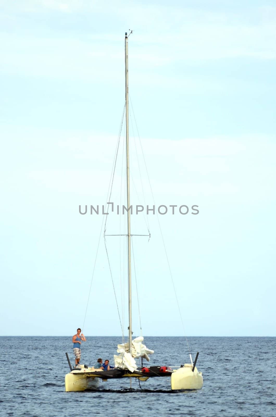 A catamaran at sea